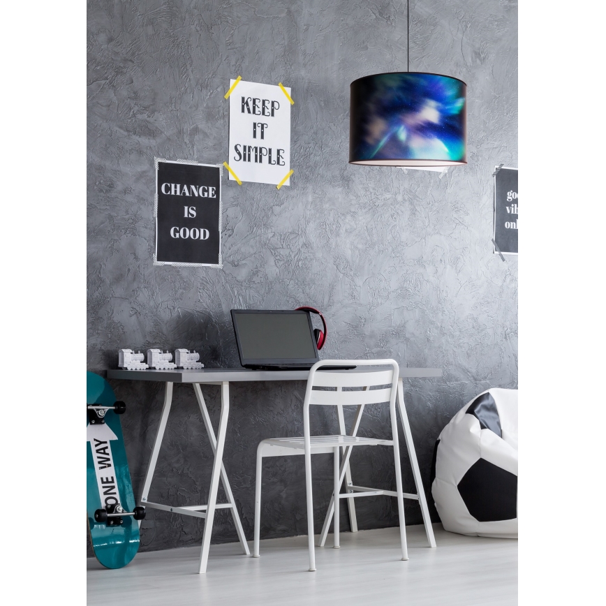Duolla - Żyrandol na lince PRINT L 1xE27/40W/230V śr. 45 cm czarny/niebieski