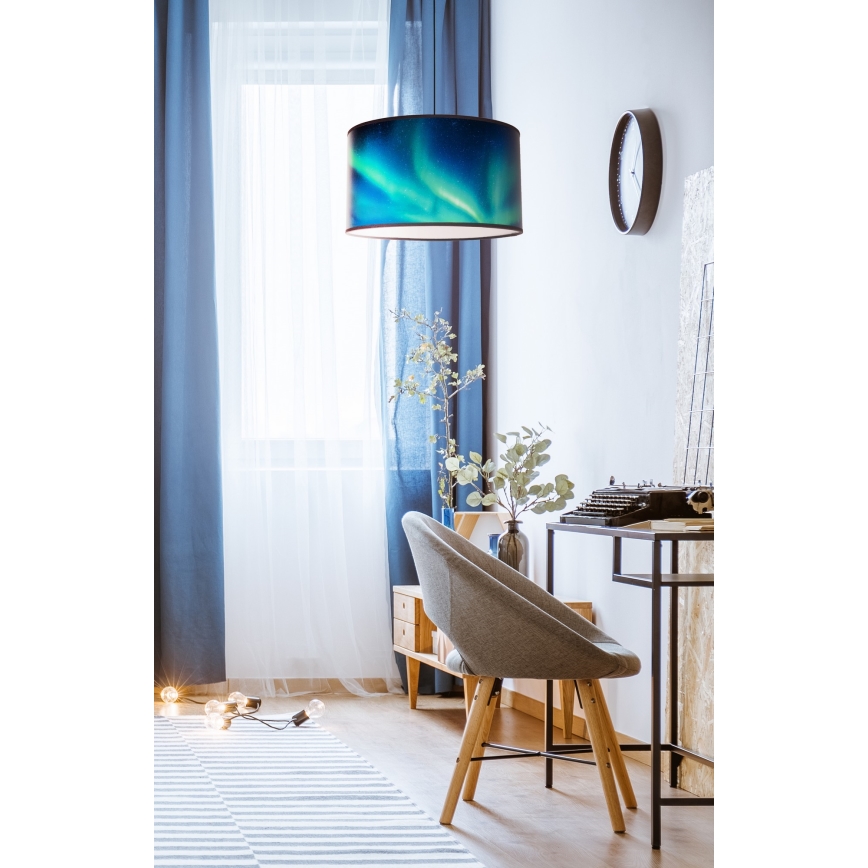 Duolla - Żyrandol na lince PRINT M 1xE27/40W/230V śr. 35 cm turkusowy