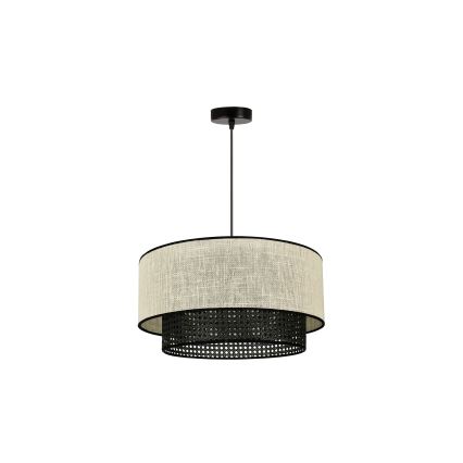 Duolla - Żyrandol na lince RATTAN YUTE 1xE27/15W/230V śr. 45 cm kremowy/czarny