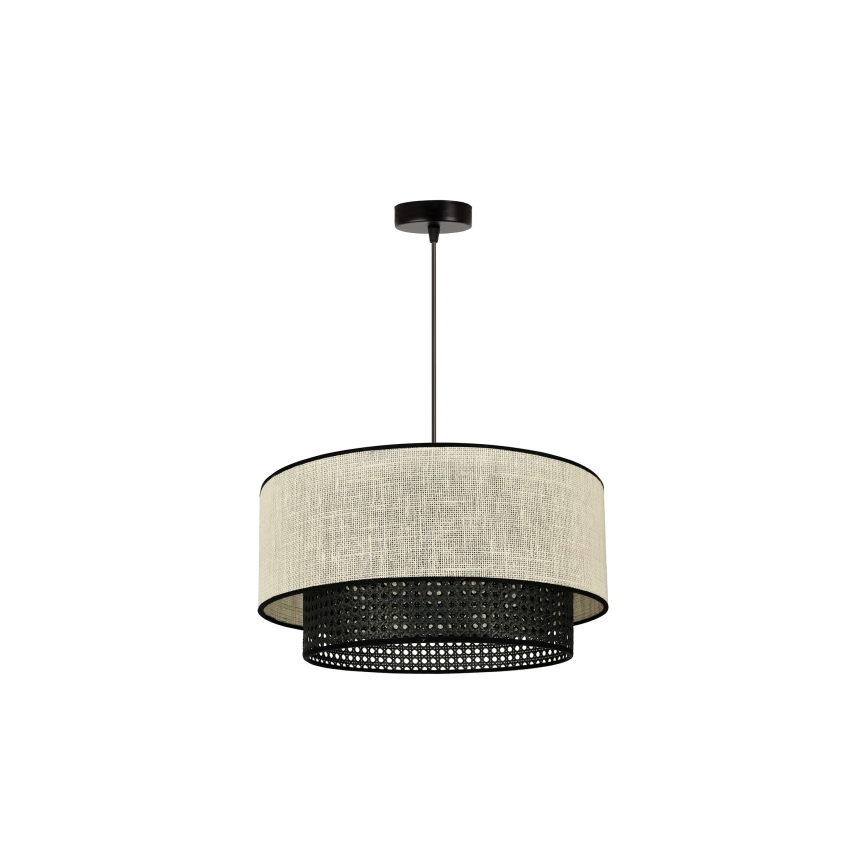Duolla - Żyrandol na lince RATTAN YUTE 1xE27/15W/230V śr. 45 cm kremowy/czarny