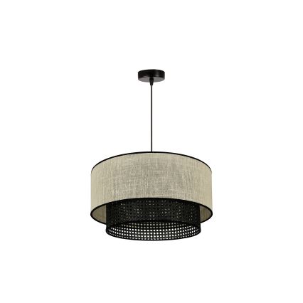 Duolla - Żyrandol na lince RATTAN YUTE 1xE27/15W/230V śr. 45 cm kremowy/czarny