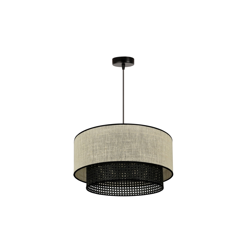 Duolla - Żyrandol na lince RATTAN YUTE 1xE27/15W/230V śr. 45 cm kremowy/czarny