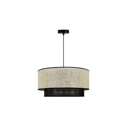 Duolla - Żyrandol na lince RATTAN YUTE 1xE27/15W/230V śr. 45 cm kremowy/czarny