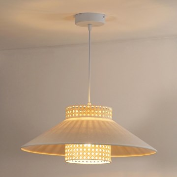 Duolla - Żyrandol na lince RIO RATTAN 1xE27/15W/230V śr. 45 cm beżowy/rattan