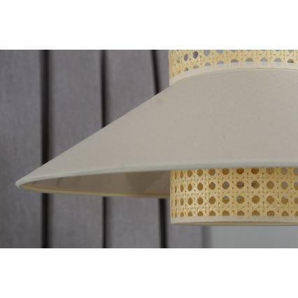 Duolla - Żyrandol na lince RIO RATTAN 1xE27/15W/230V śr. 45 cm beżowy/rattan