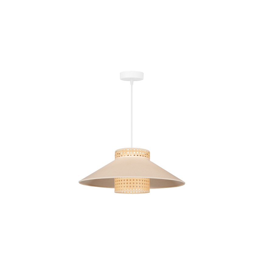 Duolla - Żyrandol na lince RIO RATTAN 1xE27/15W/230V śr. 45 cm beżowy/rattan