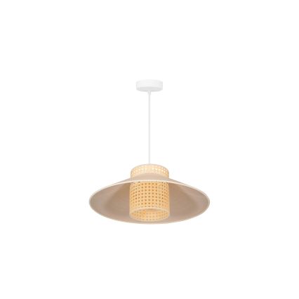 Duolla - Żyrandol na lince RIO RATTAN 1xE27/15W/230V śr. 45 cm beżowy/rattan