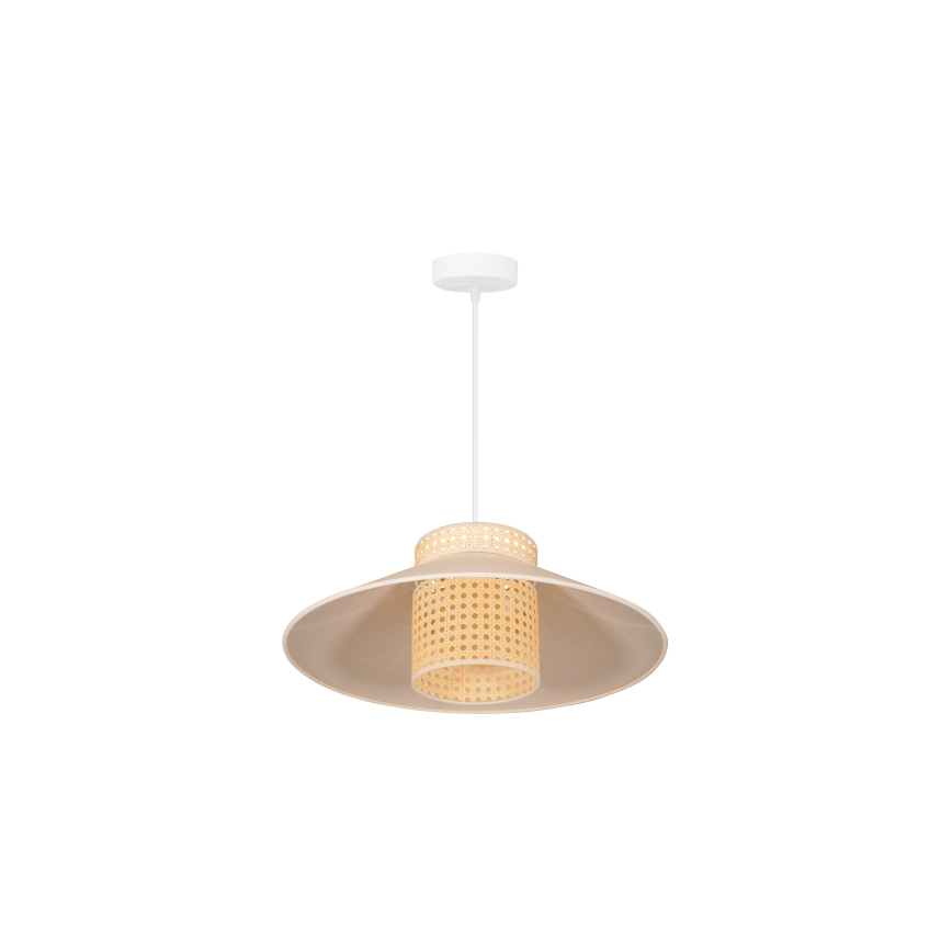Duolla - Żyrandol na lince RIO RATTAN 1xE27/15W/230V śr. 45 cm beżowy/rattan
