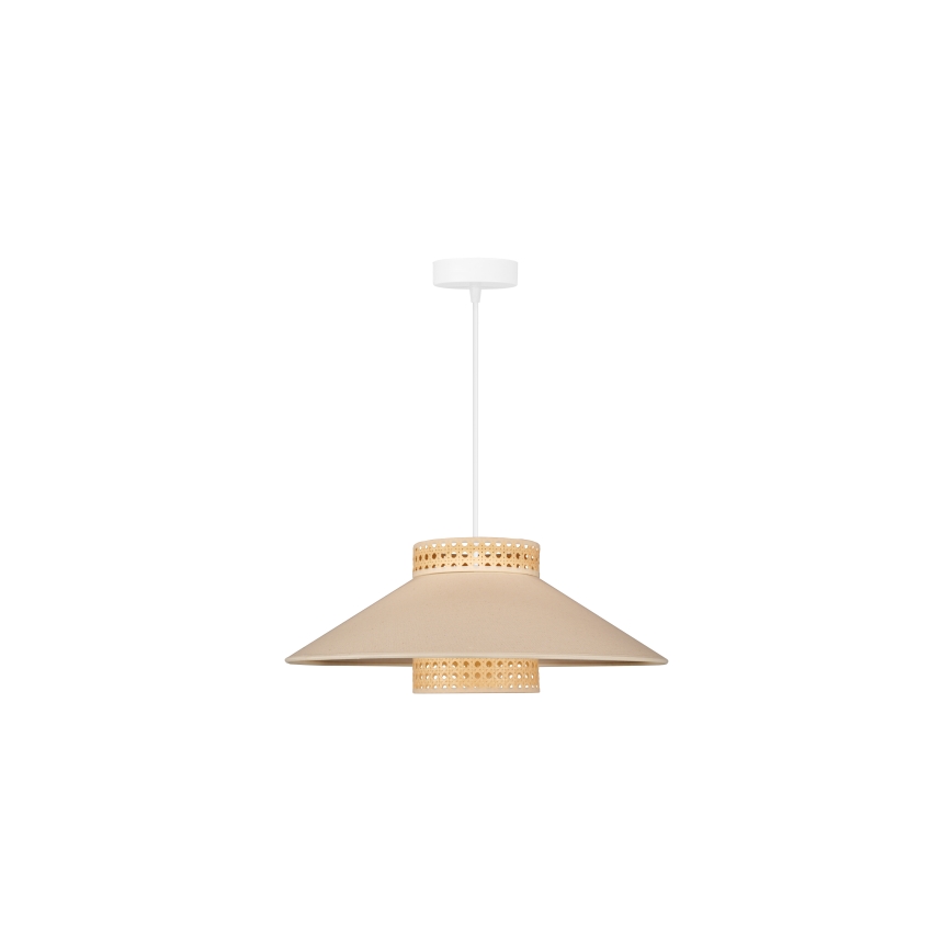 Duolla - Żyrandol na lince RIO RATTAN 1xE27/15W/230V śr. 45 cm beżowy/rattan