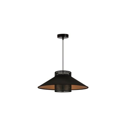 Duolla - Żyrandol na lince RIO RATTAN 1xE27/15W/230V śr. 45 cm czarny/złoty