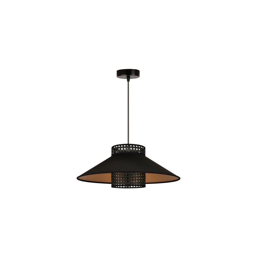 Duolla - Żyrandol na lince RIO RATTAN 1xE27/15W/230V śr. 45 cm czarny/złoty