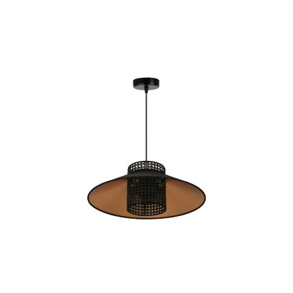 Duolla - Żyrandol na lince RIO RATTAN 1xE27/15W/230V śr. 45 cm czarny/złoty