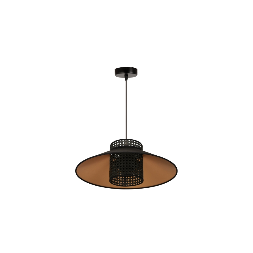 Duolla - Żyrandol na lince RIO RATTAN 1xE27/15W/230V śr. 45 cm czarny/złoty