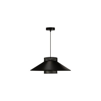Duolla - Żyrandol na lince RIO RATTAN 1xE27/15W/230V śr. 45 cm czarny/złoty