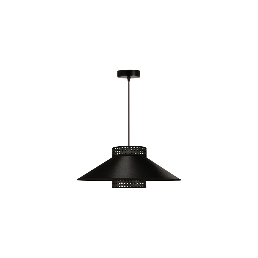 Duolla - Żyrandol na lince RIO RATTAN 1xE27/15W/230V śr. 45 cm czarny/złoty