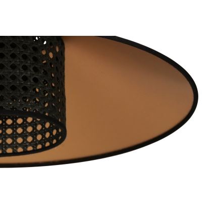 Duolla - Żyrandol na lince RIO RATTAN 1xE27/15W/230V śr. 45 cm czarny/złoty