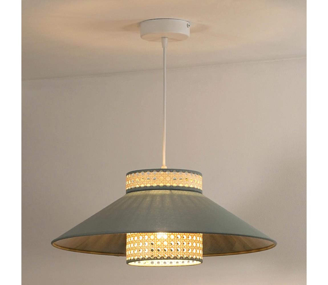 - Żyrandol na lince RIO RATTAN 1xE27/15W/230V śr. 45 cm zielony/rattan