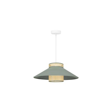 Duolla - Żyrandol na lince RIO RATTAN 1xE27/15W/230V śr. 45 cm zielony/rattan