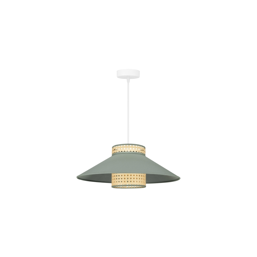 Duolla - Żyrandol na lince RIO RATTAN 1xE27/15W/230V śr. 45 cm zielony/rattan
