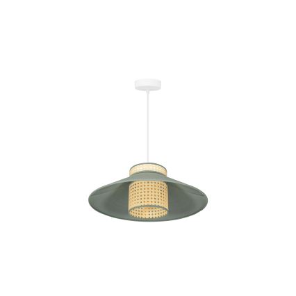 Duolla - Żyrandol na lince RIO RATTAN 1xE27/15W/230V śr. 45 cm zielony/rattan
