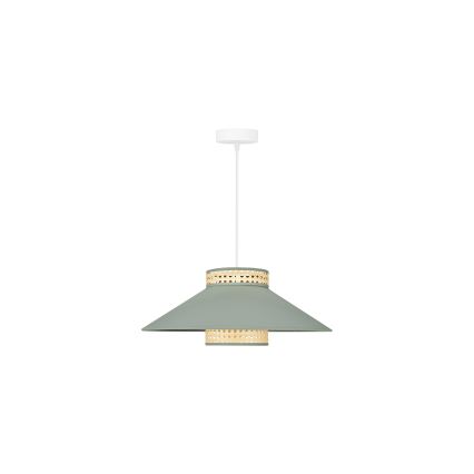 Duolla - Żyrandol na lince RIO RATTAN 1xE27/15W/230V śr. 45 cm zielony/rattan