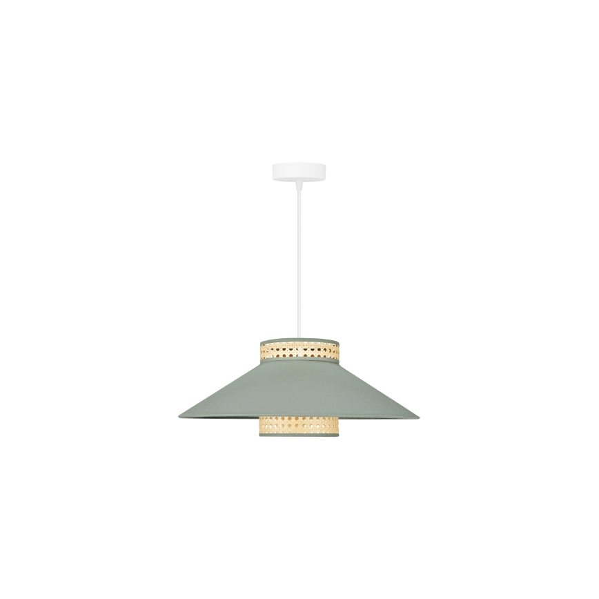 Duolla - Żyrandol na lince RIO RATTAN 1xE27/15W/230V śr. 45 cm zielony/rattan