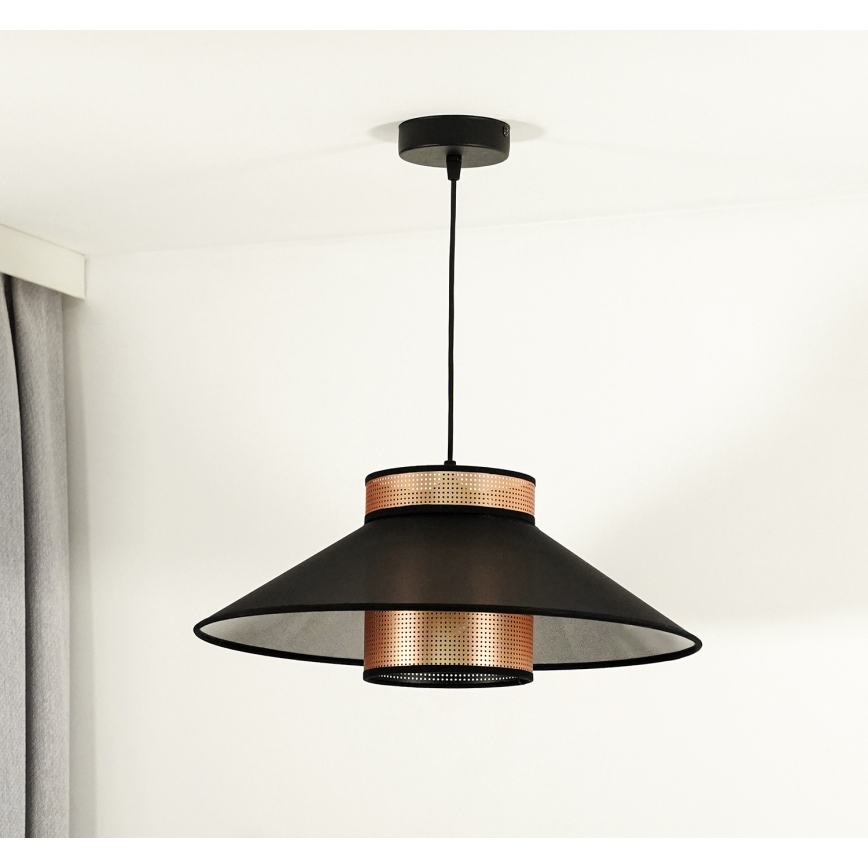 Duolla - Żyrandol na lince RIO SHINY 1xE27/15W/230V śr. 45 cm czarny/miedziany