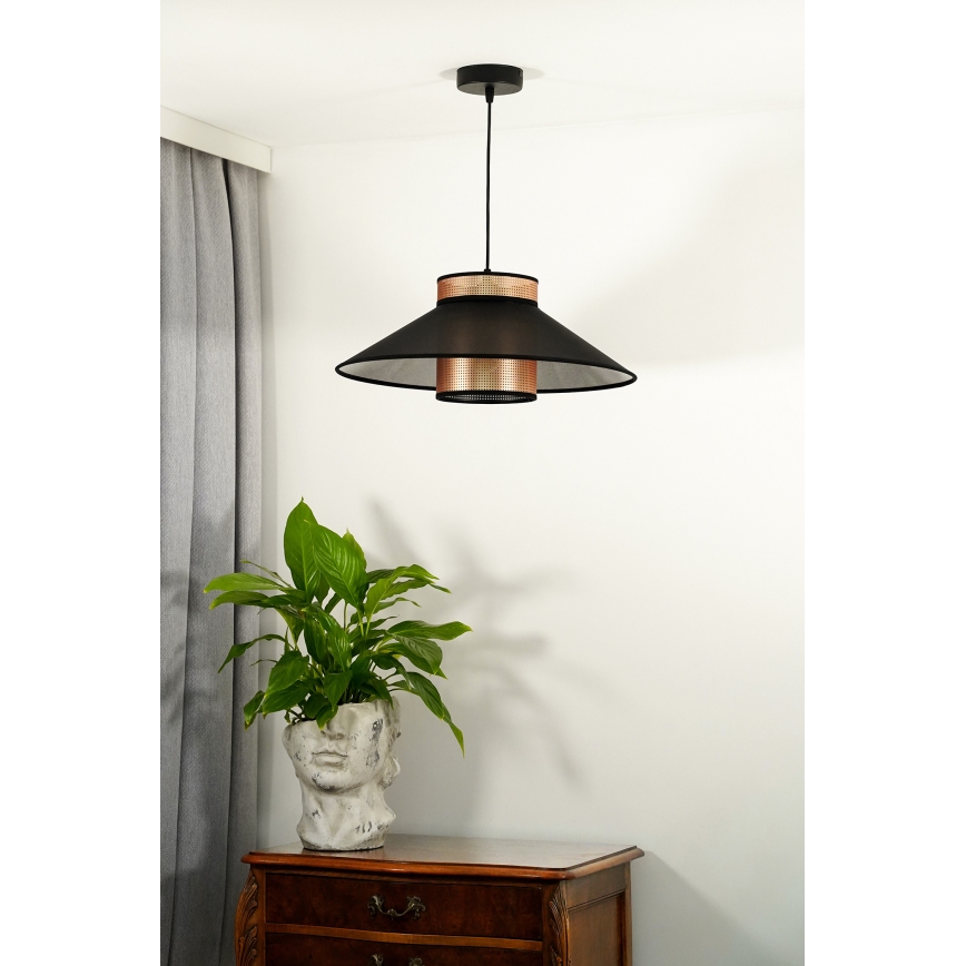Duolla - Żyrandol na lince RIO SHINY 1xE27/15W/230V śr. 45 cm czarny/miedziany