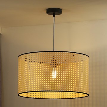 Duolla - Żyrandol na lince ROLLER 1xE27/15W/230V śr. 45 cm rattan/czarny