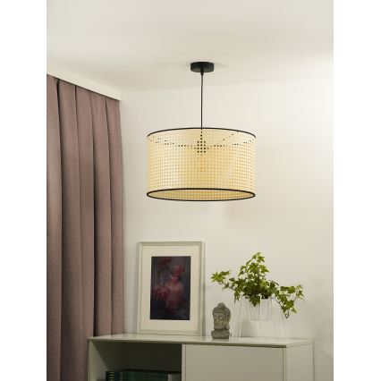 Duolla - Żyrandol na lince ROLLER 1xE27/15W/230V śr. 45 cm rattan/czarny