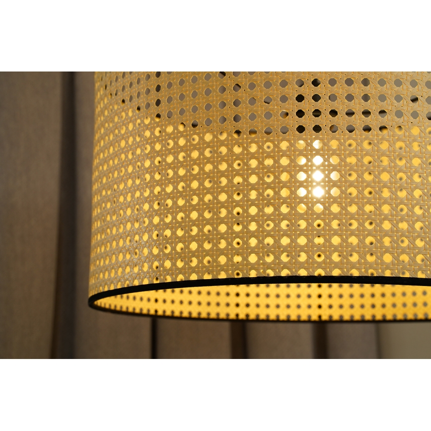 Duolla - Żyrandol na lince ROLLER 1xE27/15W/230V śr. 45 cm rattan/czarny