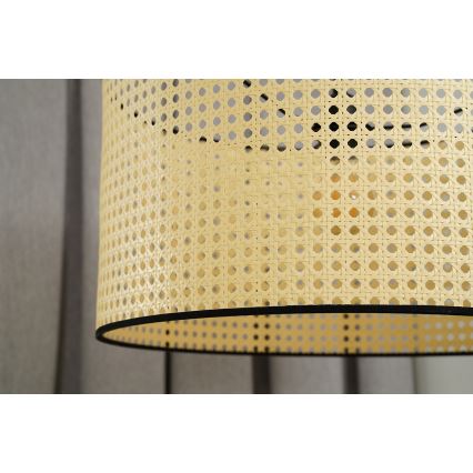 Duolla - Żyrandol na lince ROLLER 1xE27/15W/230V śr. 45 cm rattan/czarny