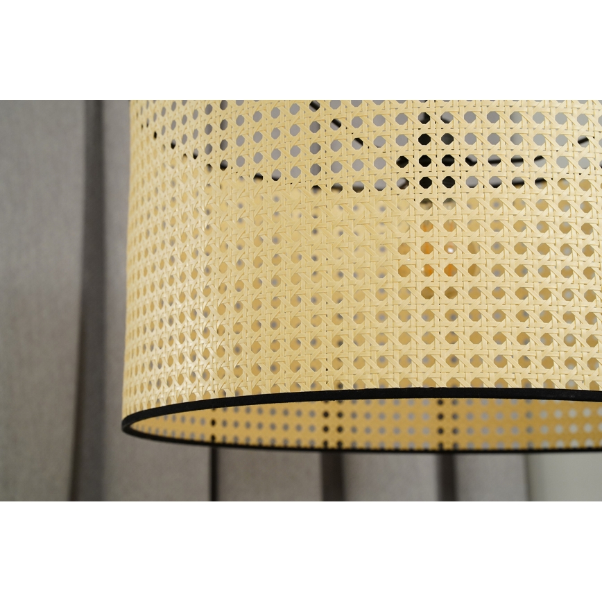 Duolla - Żyrandol na lince ROLLER 1xE27/15W/230V śr. 45 cm rattan/czarny