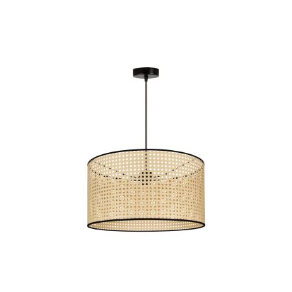 Duolla - Żyrandol na lince ROLLER 1xE27/15W/230V śr. 45 cm rattan/czarny