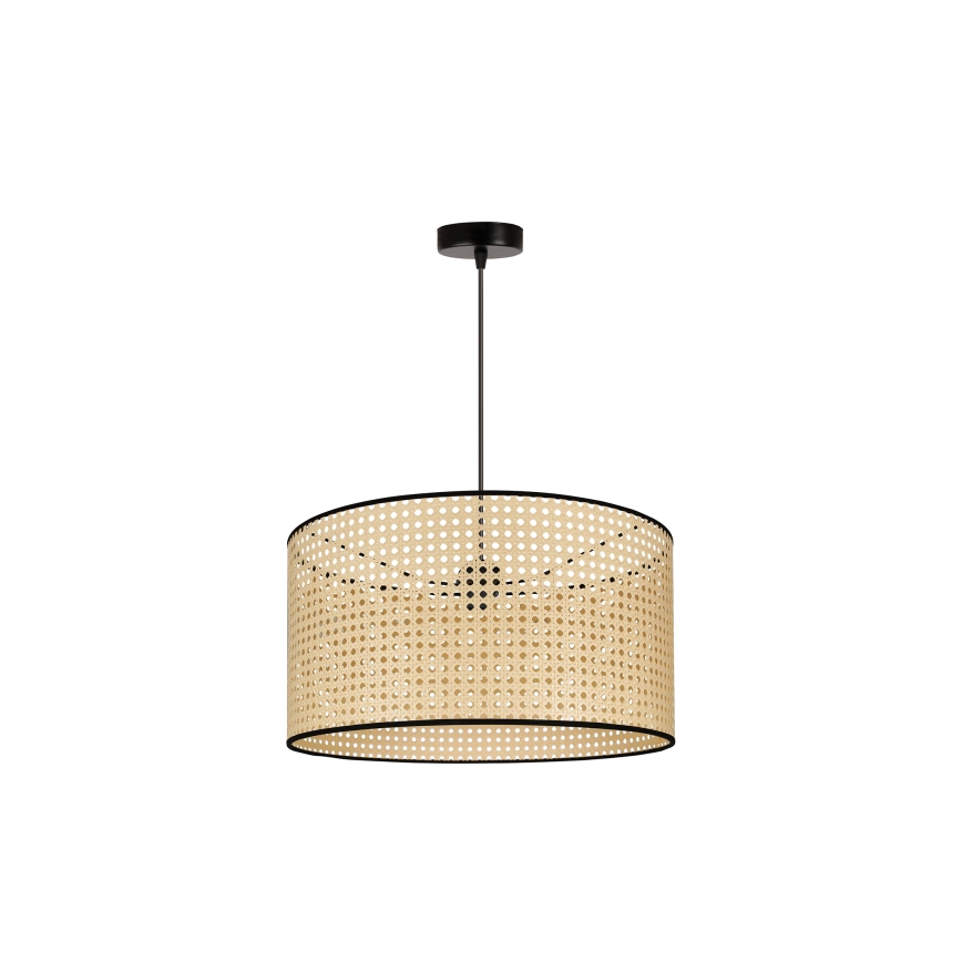 Duolla - Żyrandol na lince ROLLER 1xE27/15W/230V śr. 45 cm rattan/czarny