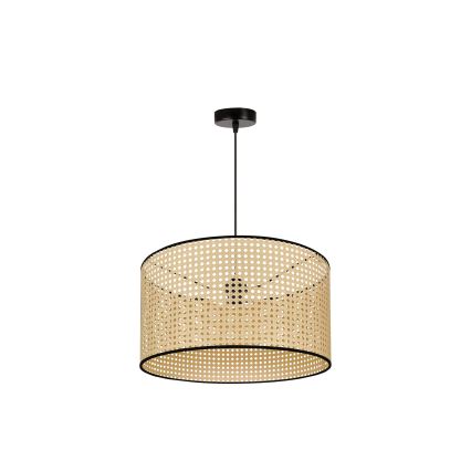 Duolla - Żyrandol na lince ROLLER 1xE27/15W/230V śr. 45 cm rattan/czarny