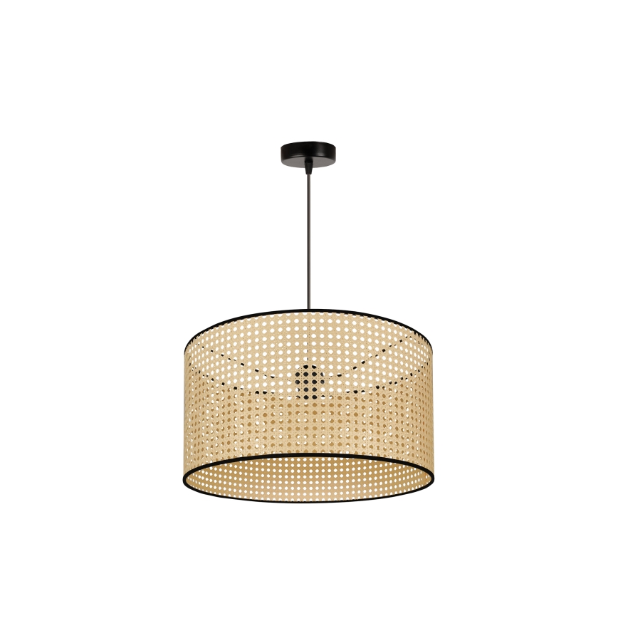 Duolla - Żyrandol na lince ROLLER 1xE27/15W/230V śr. 45 cm rattan/czarny