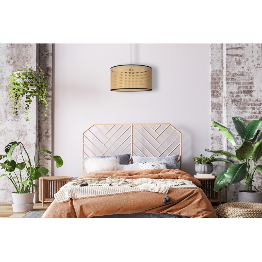 Duolla - Żyrandol na lince ROLLER 1xE27/15W/230V śr. 45 cm rattan/czarny