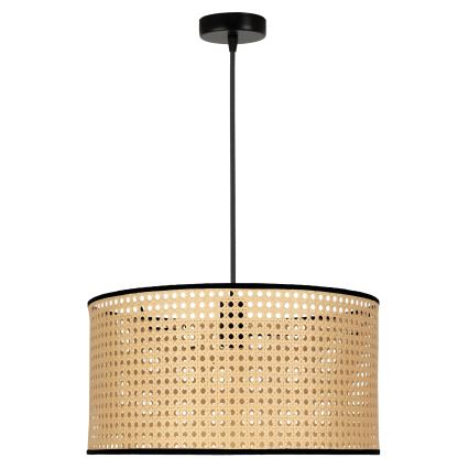 Duolla - Żyrandol na lince ROLLER 1xE27/15W/230V śr. 45 cm rattan/czarny