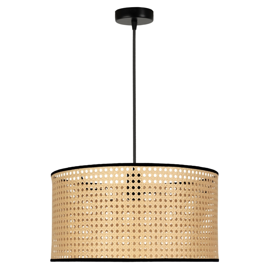 Duolla - Żyrandol na lince ROLLER 1xE27/15W/230V śr. 45 cm rattan/czarny
