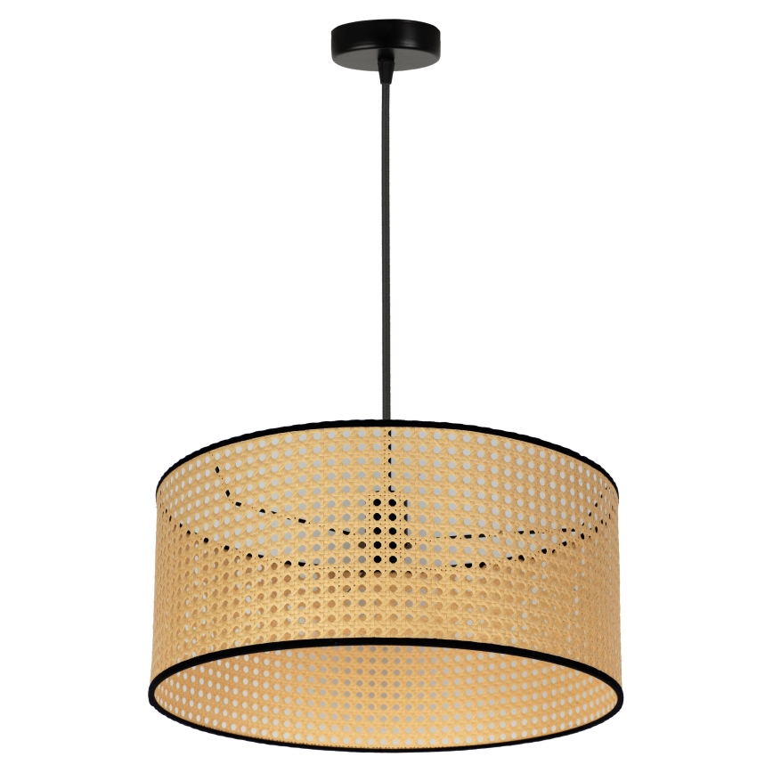 Duolla - Żyrandol na lince ROLLER 1xE27/15W/230V śr. 45 cm rattan/czarny