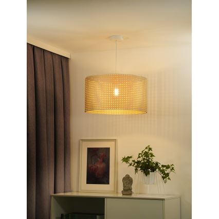 Duolla - Żyrandol na lince ROLLER RATTAN 1xE27/15W/230V śr. 45 cm beżowy