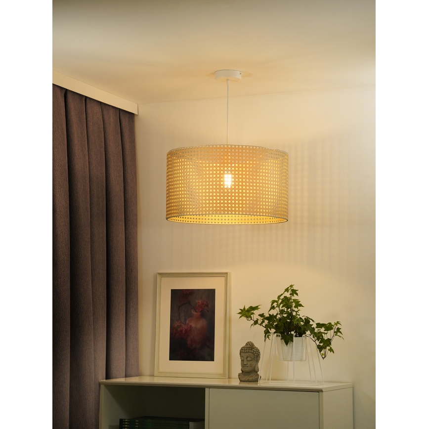 Duolla - Żyrandol na lince ROLLER RATTAN 1xE27/15W/230V śr. 45 cm beżowy