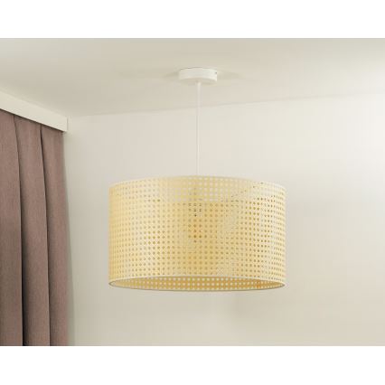 Duolla - Żyrandol na lince ROLLER RATTAN 1xE27/15W/230V śr. 45 cm beżowy