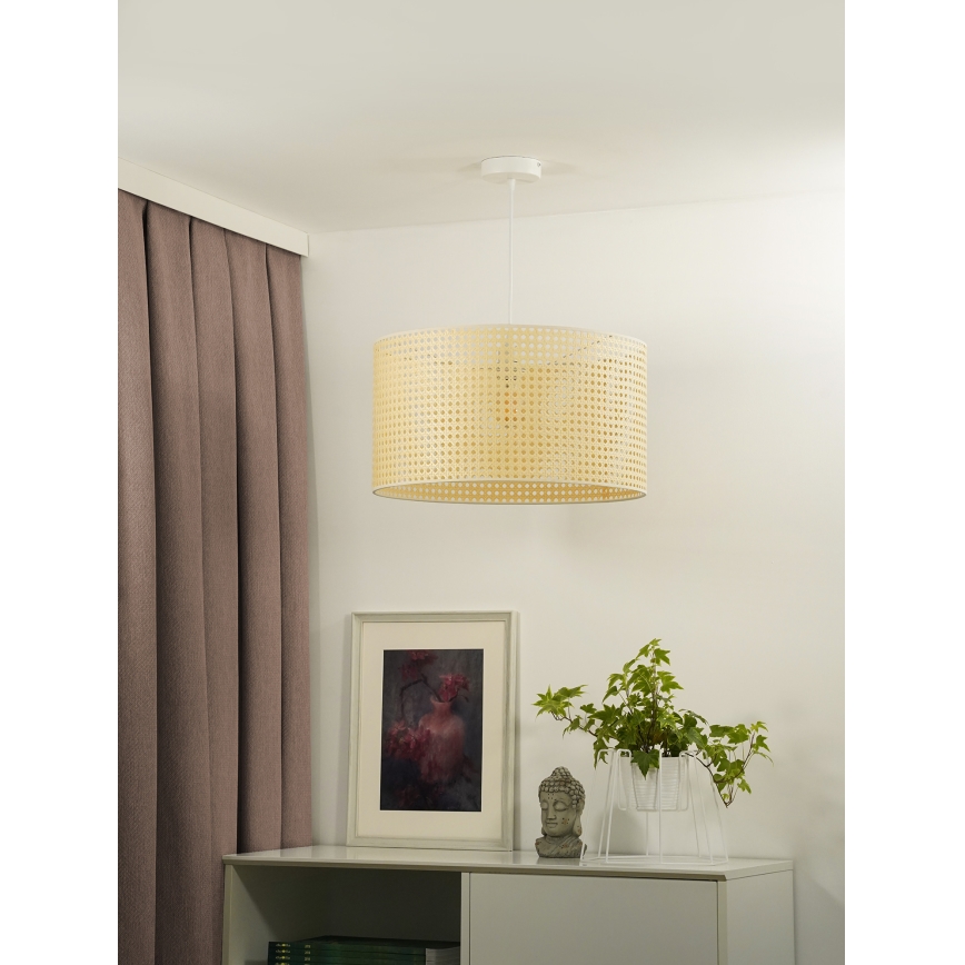Duolla - Żyrandol na lince ROLLER RATTAN 1xE27/15W/230V śr. 45 cm beżowy