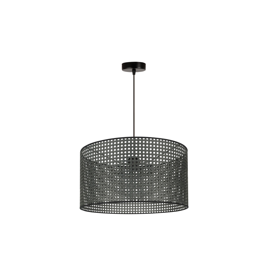 Duolla - Żyrandol na lince ROLLER RATTAN 1xE27/15W/230V śr. 45 cm czarny