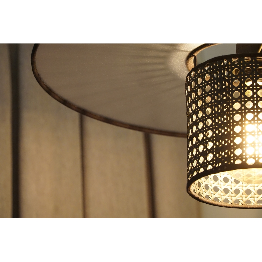 Duolla - Żyrandol na lince TOKYO RATTAN 1xE27/15W/230V śr. 50 cm czarny/srebrny