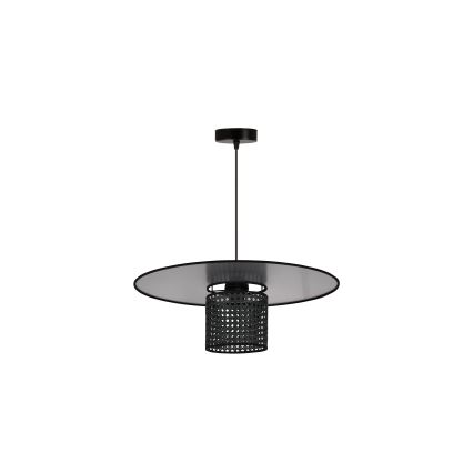 Duolla - Żyrandol na lince TOKYO RATTAN 1xE27/15W/230V śr. 50 cm czarny/srebrny