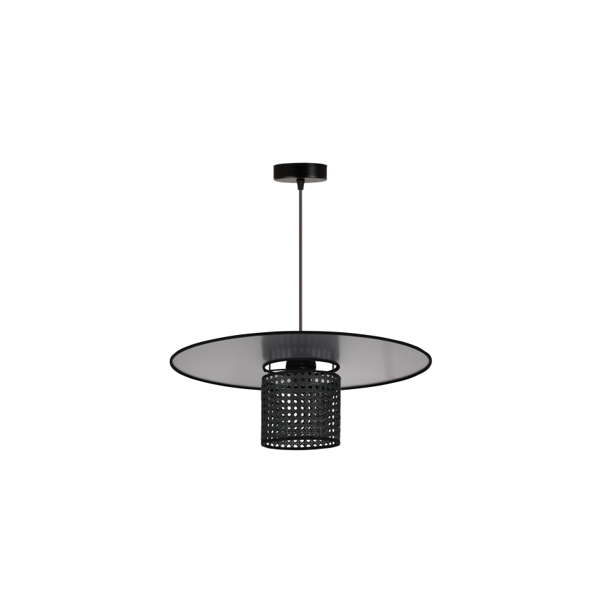 Duolla - Żyrandol na lince TOKYO RATTAN 1xE27/15W/230V śr. 50 cm czarny/srebrny