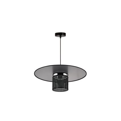 Duolla - Żyrandol na lince TOKYO RATTAN 1xE27/15W/230V śr. 50 cm czarny/srebrny